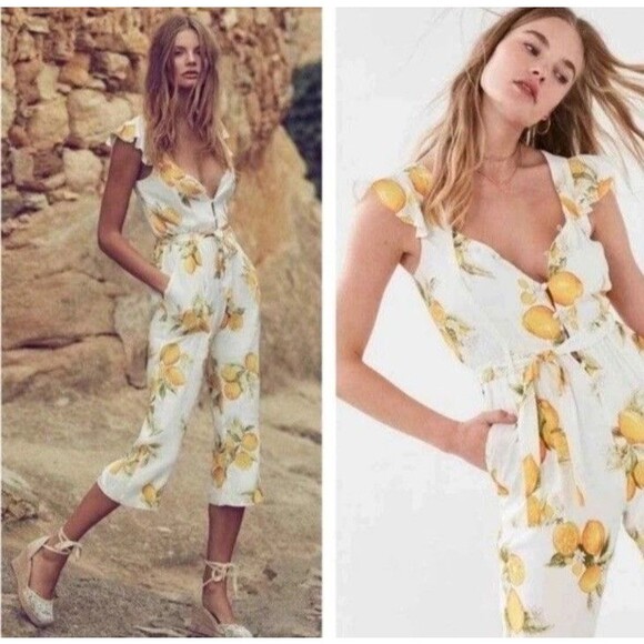 For Love and Lemons Limonada Jumpsuit Limon 31210 Romper Summer Outfit NWT Sz M - Picture 1 of 4
